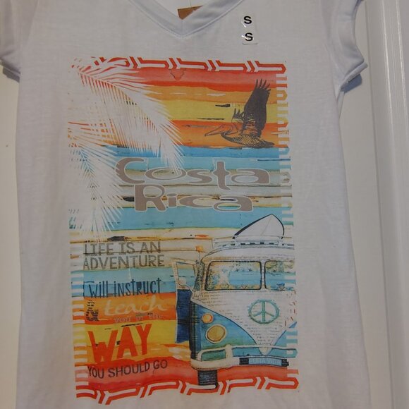 NWT Pisac Coasta Rica Retro 70s Graphic T-Shirt Size Small Long Length Van Life - Picture 3 of 10